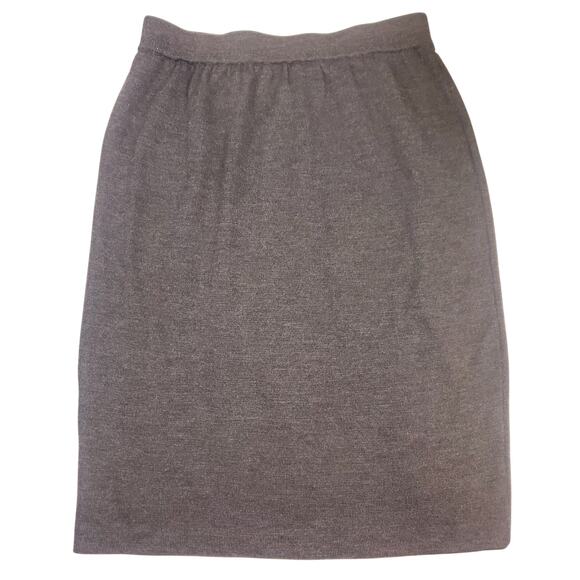 St. John Collection Marie Gray 8 Santana Knit Pencil Skirt Grey Wool Blend Size